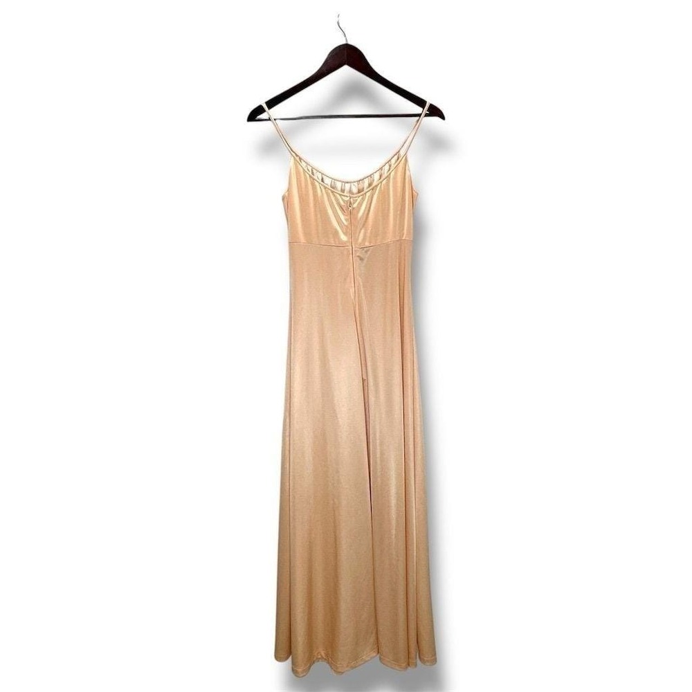 Women's Beige Satin Slip Maxi Dress M Clean Girl Scandi Quiet Luxury Balletcore - Picture 3 of 6